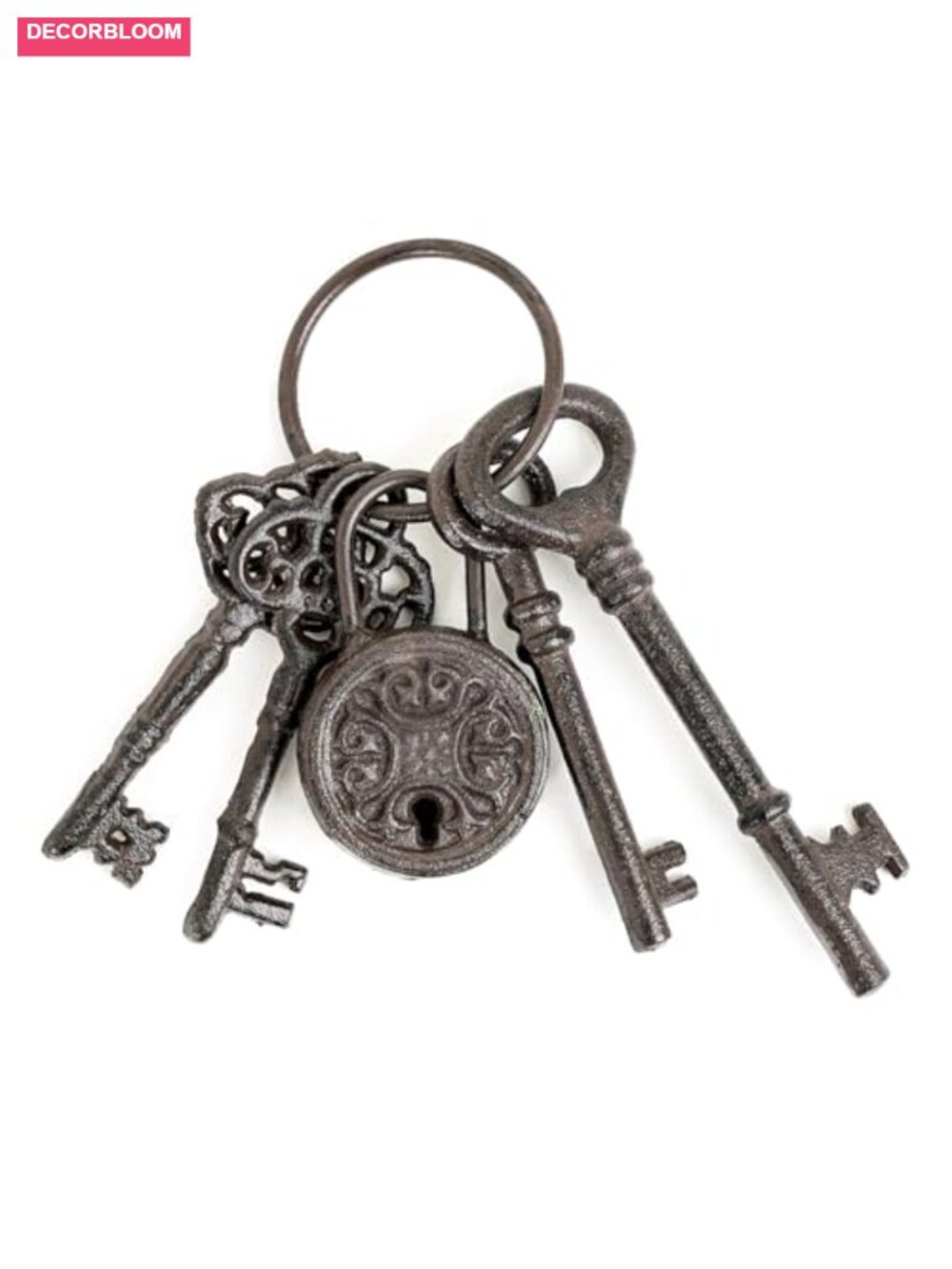 Sungmor Cast Iron Skeleton Keys Vintage Keyring Props 5 Count